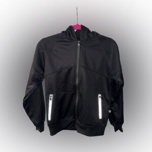 Encrypted Black Zip-Up Hoodie with Reflective Accents Size L (14-16)